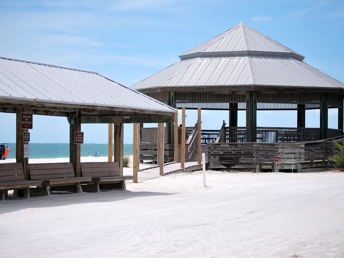 Pavilion and Trolley Stop at Lovers Key